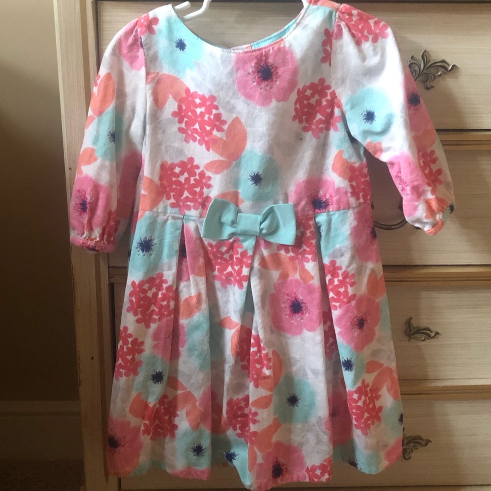 Girls corduroy flower print dress